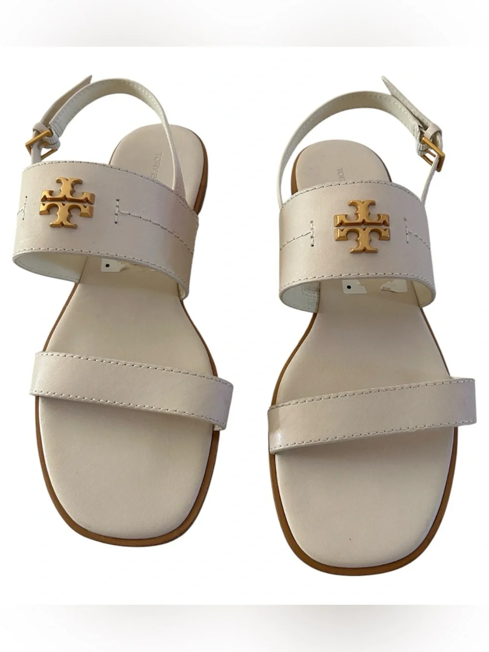 TORY BURCH Mini Everly Back Strap Leather Sandal In Ivory, Size 10.5, NWT no box